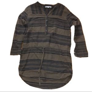 Xirena brown and black stripped long sleeve mini dress